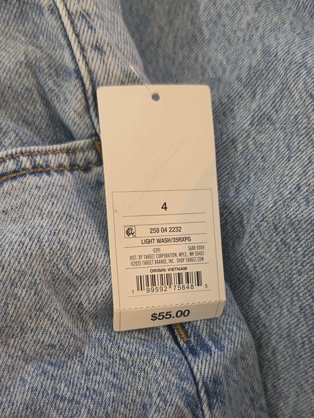 Parke Women's Mid-Rise Drawstring Baggy Jeans, Size 4 - Light Wash - Picture 8 of 10